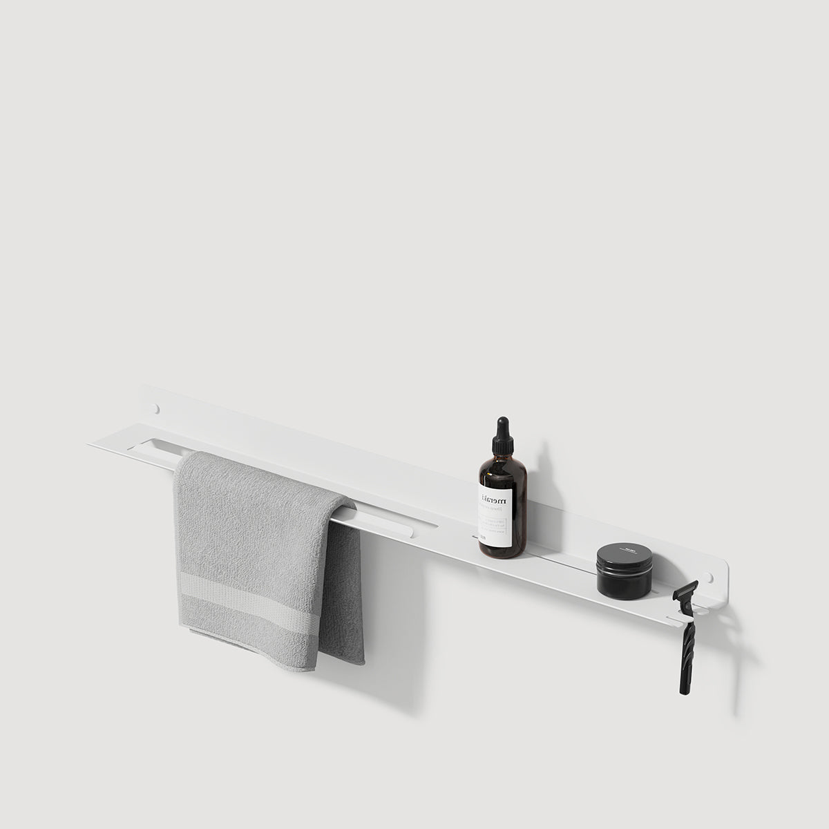 long metal bathroom shelf