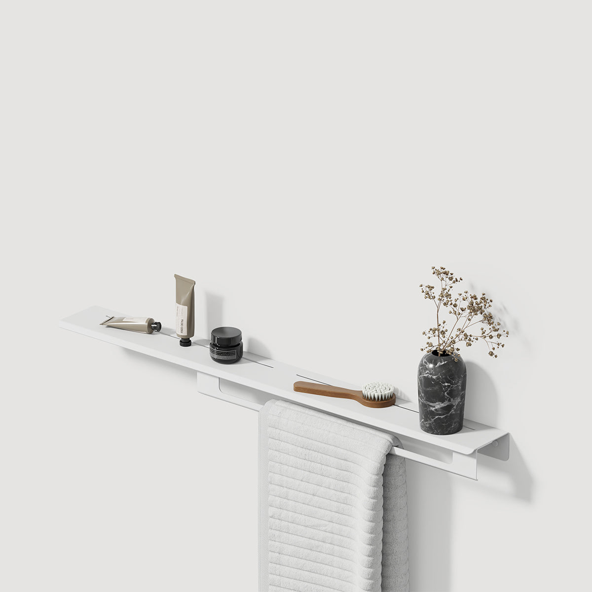 white matte towel shelf